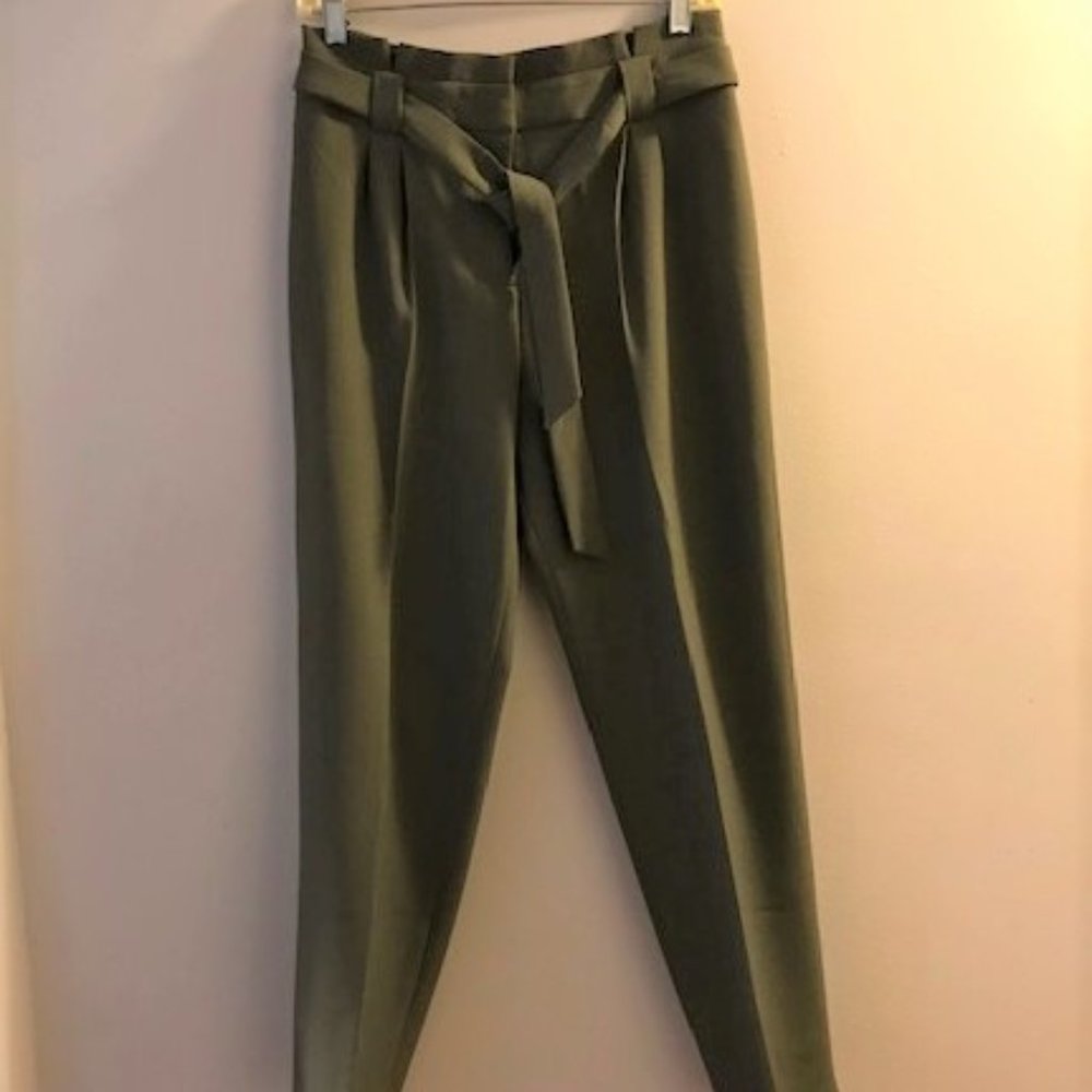 Calvin Klein Olive Green Straight Leg Pants with Belt